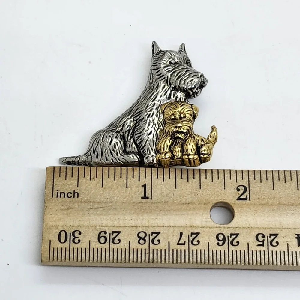 Scottish Terrier Scottie Dog Two Tone Puppy Mother Silver Gold Liz‎ Claiborne